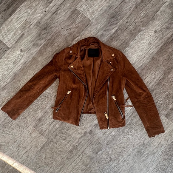 AllSaints Suede Biker Jacket - US Size 2 - Picture 6 of 7